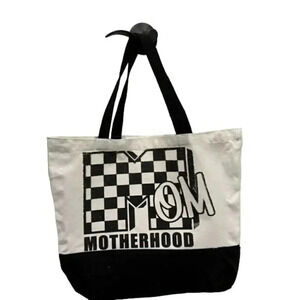 Vintage Styled Weathered Look MTV Mom Canvas Black/White Tote Bag NWOT